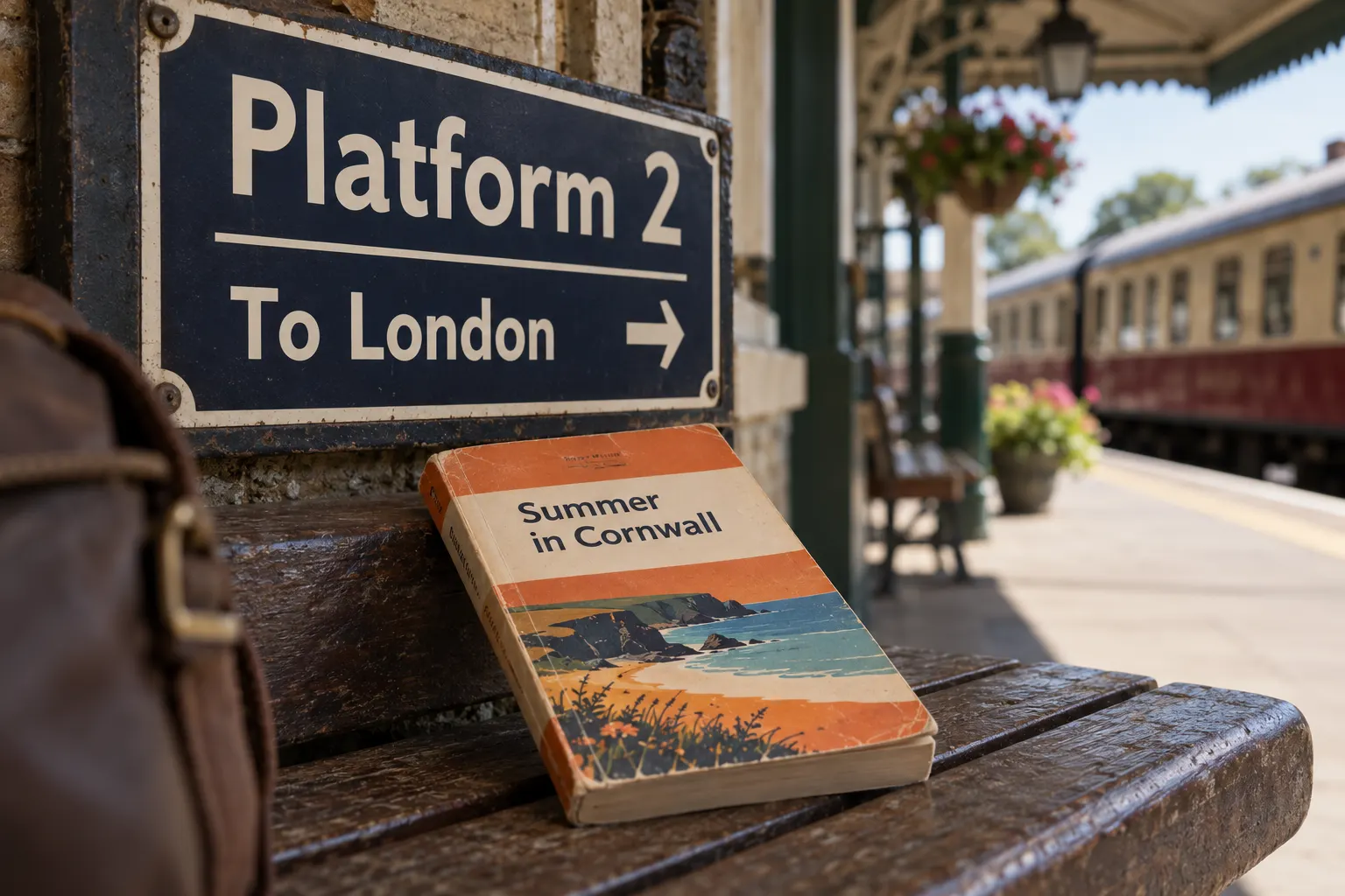 Gill Sans style type on a vintage railway station sign and a classic paperback cover