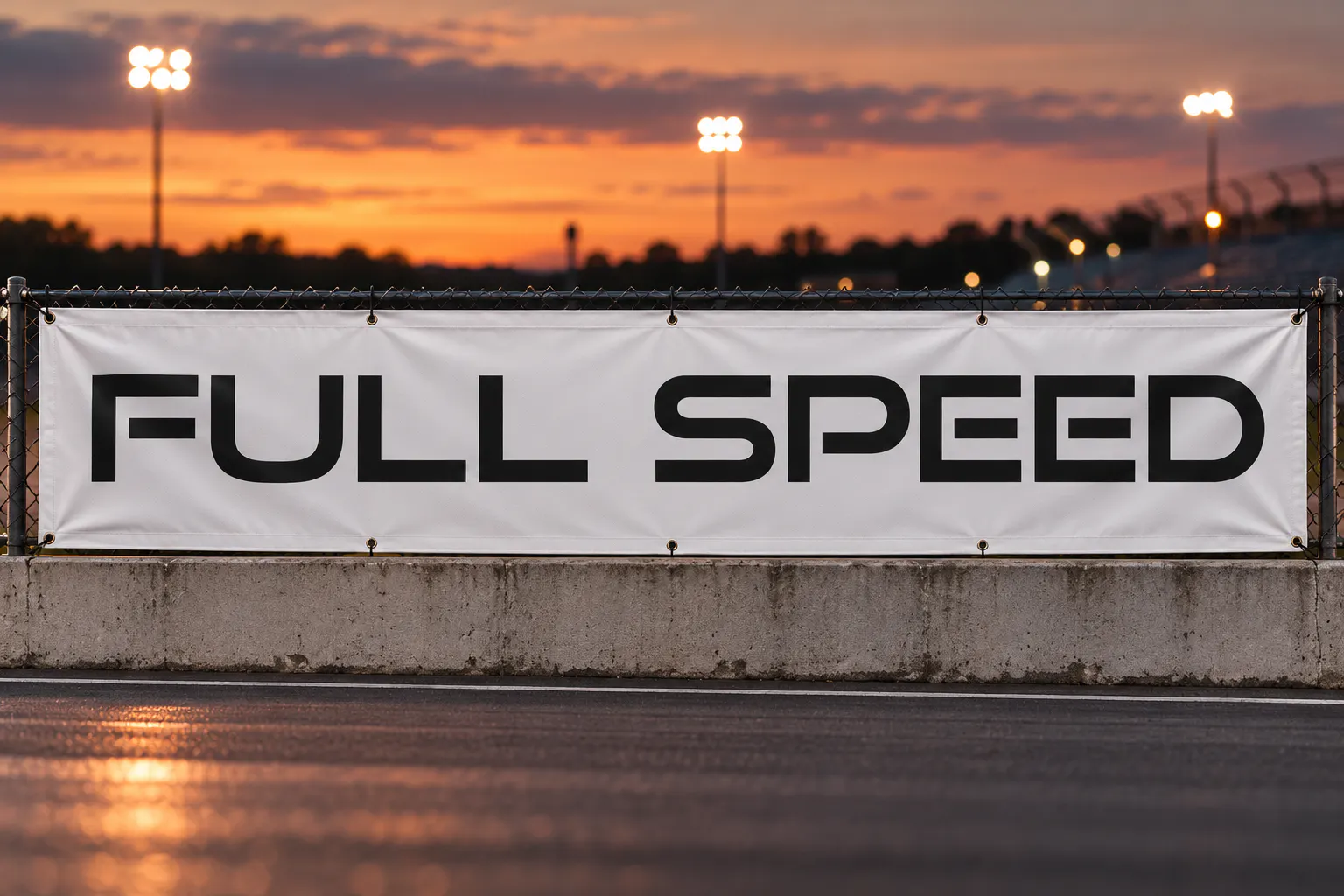 Good Times font on a track banner reading FULL SPEED