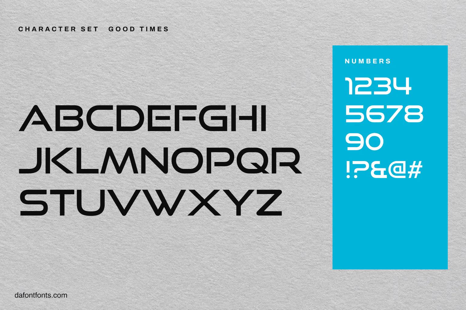 Good Times character set: capitals, numbers and symbols