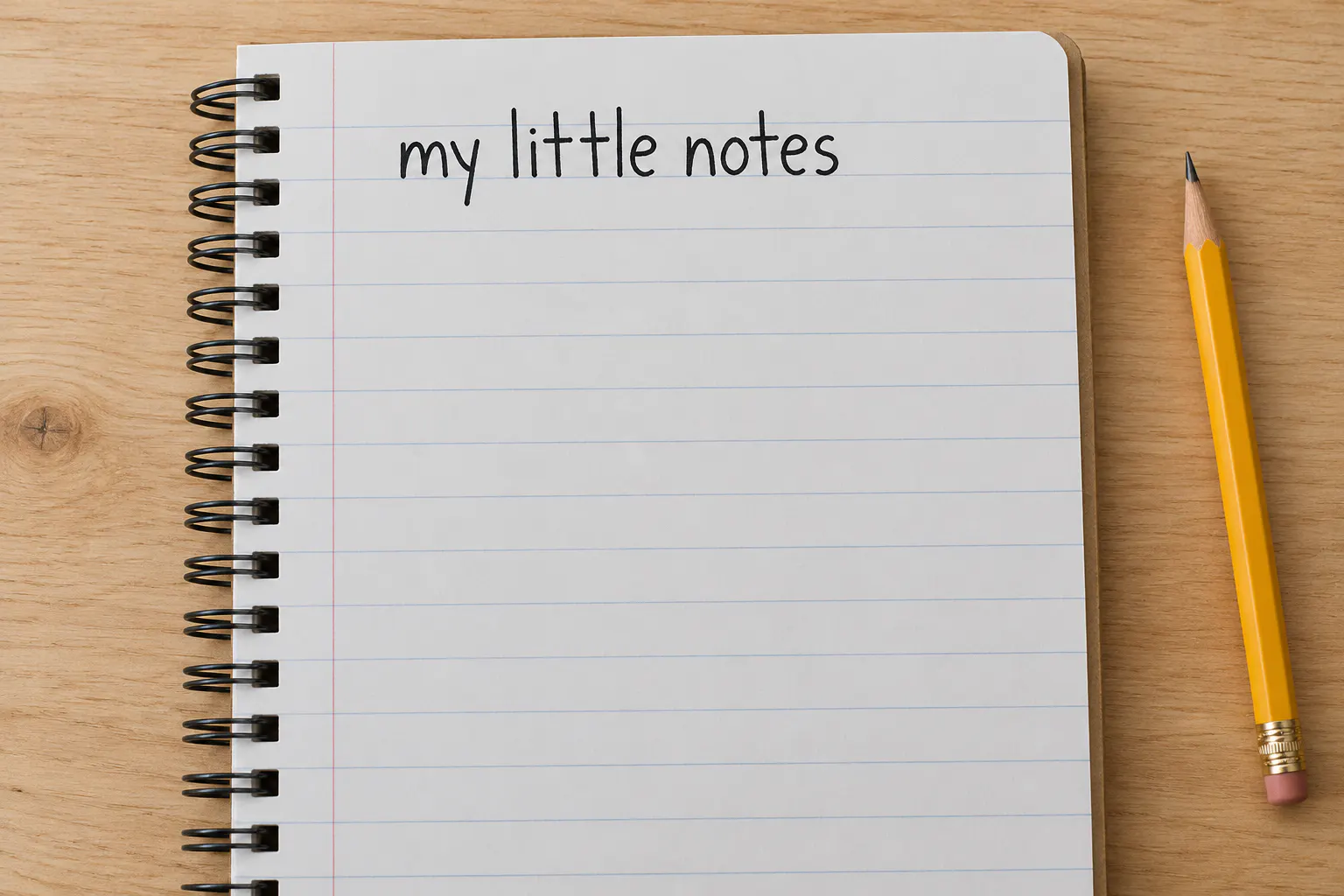 Gossamer Noon Sans font on a notebook page reading my little notes