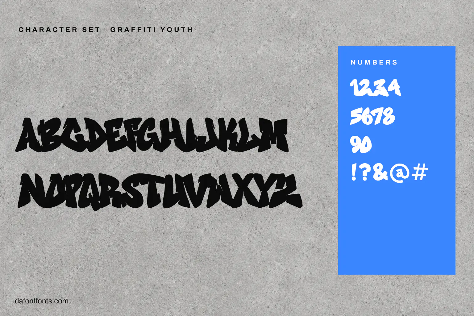 Graffiti Youth character set: capitals, numbers and symbols