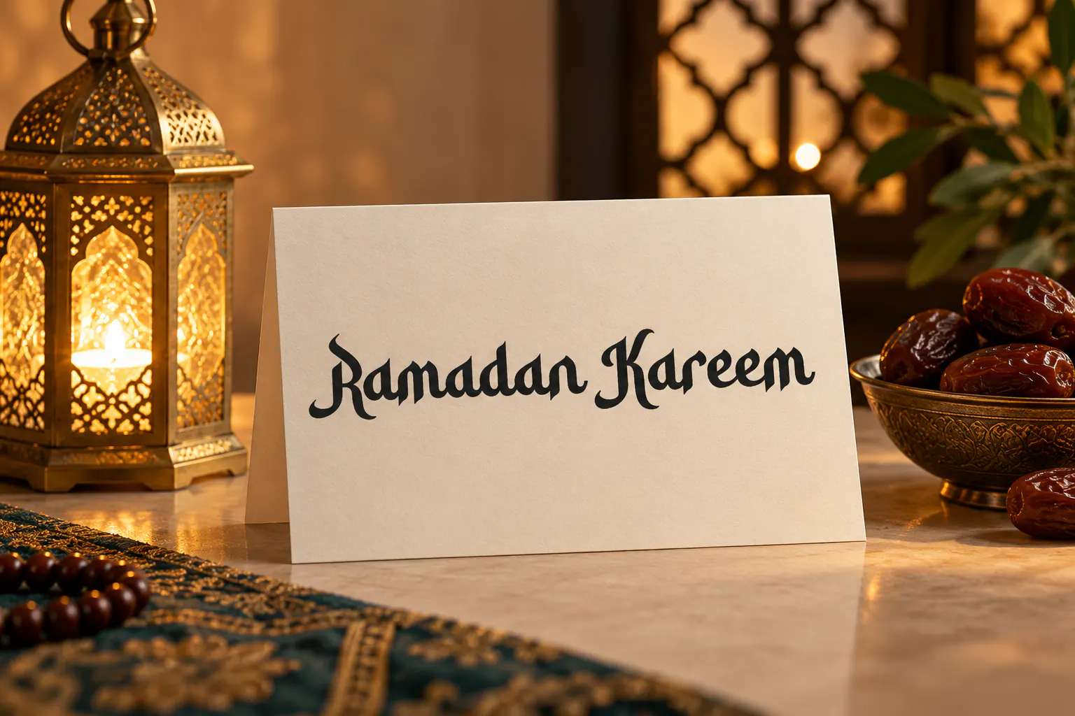 Hidayatullah font on a greeting card reading Ramadan Kareem