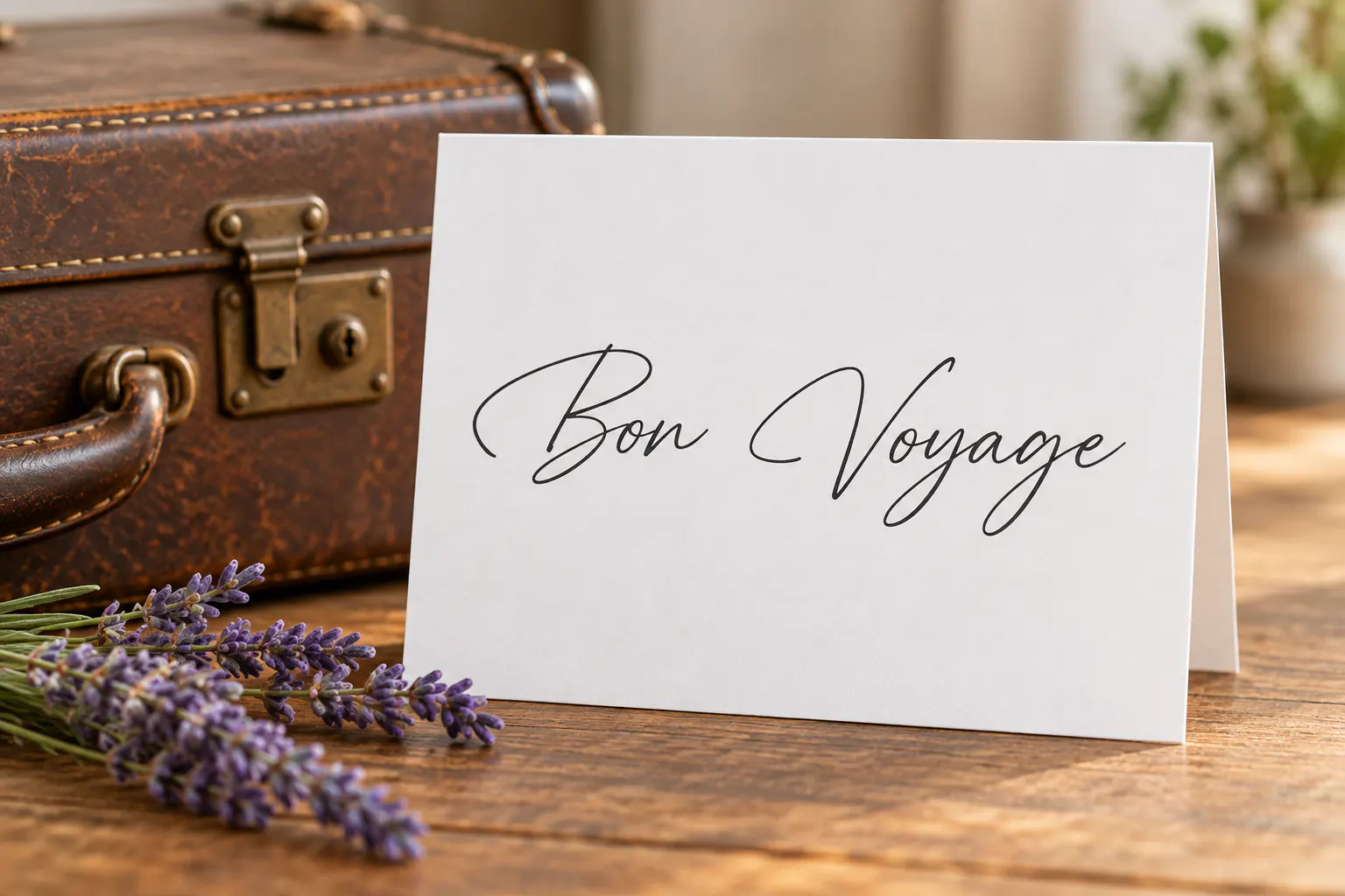 High Spirited font on a greeting card reading Bon Voyage