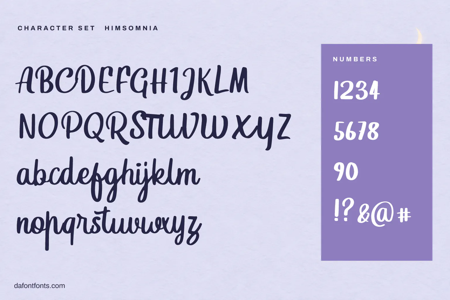 Himsomnia character set: alphabet, numbers and symbols
