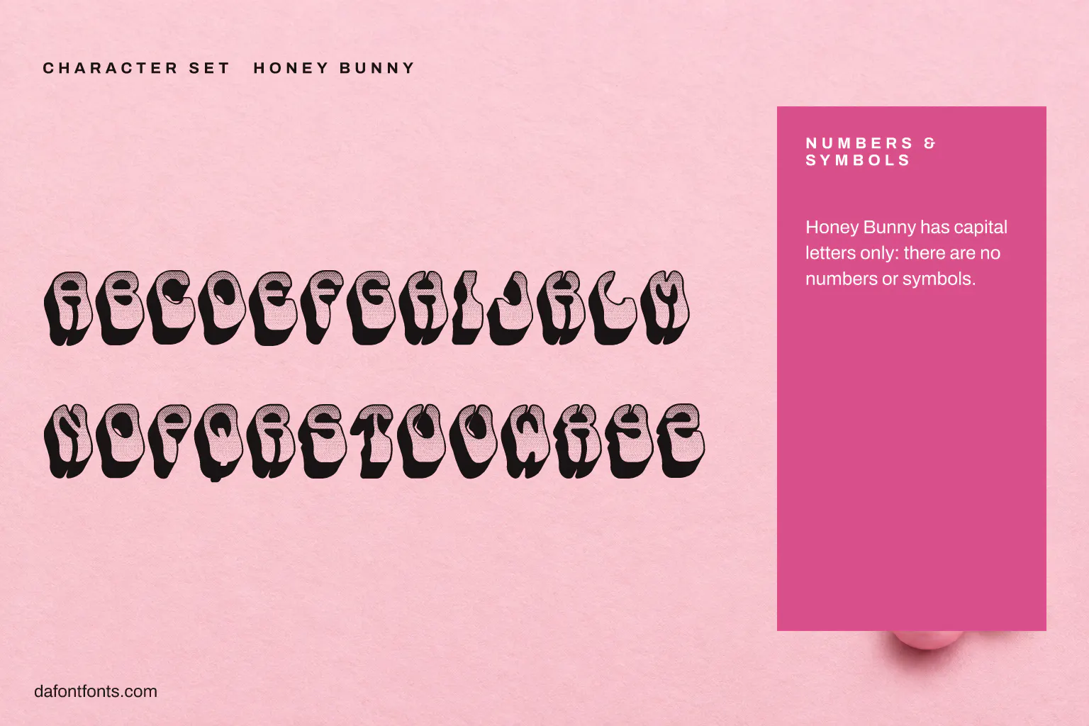 Honey Bunny character set: capitals A to Z (the font has no numbers or symbols)