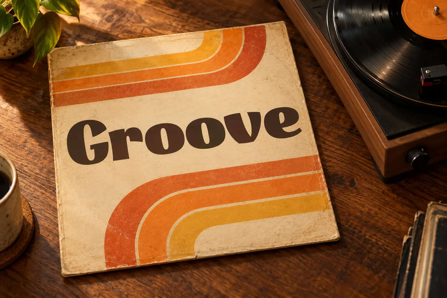 Hyper font on a vinyl record sleeve reading Groove