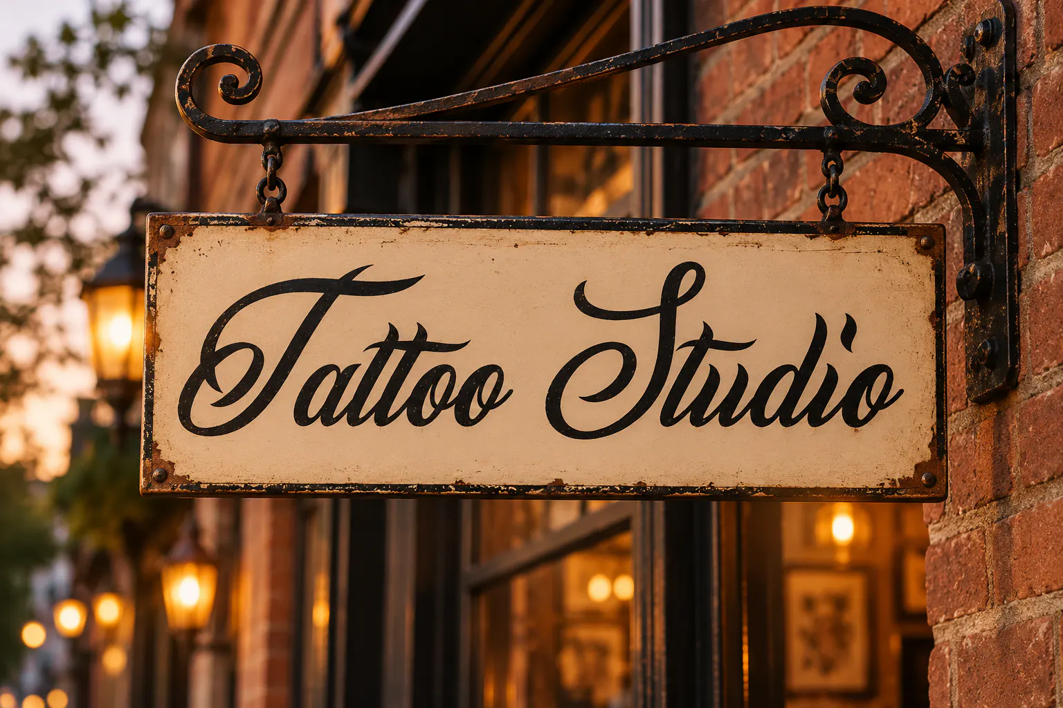 Inked Skin font on a tattoo studio sign