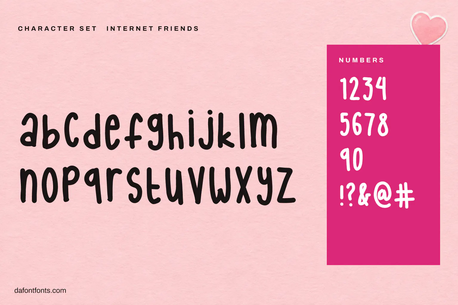 Internet Friends character set: letters (single case), numbers and symbols