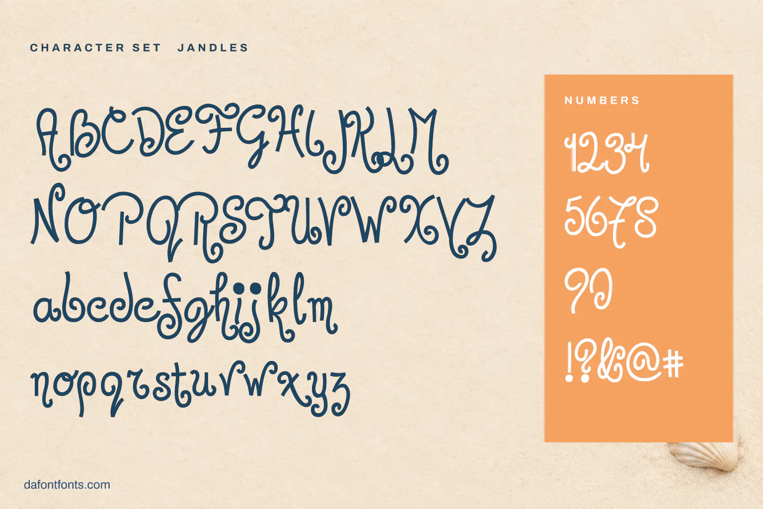 Jandles character set: alphabet, numbers and symbols