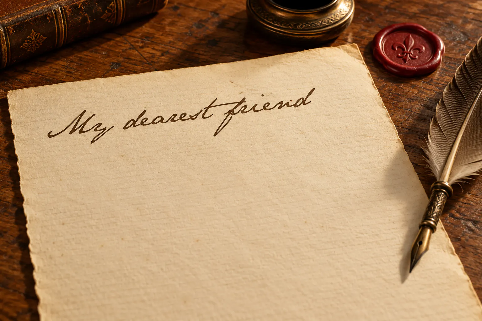 Jane Austen font on an old letter opening My dearest friend