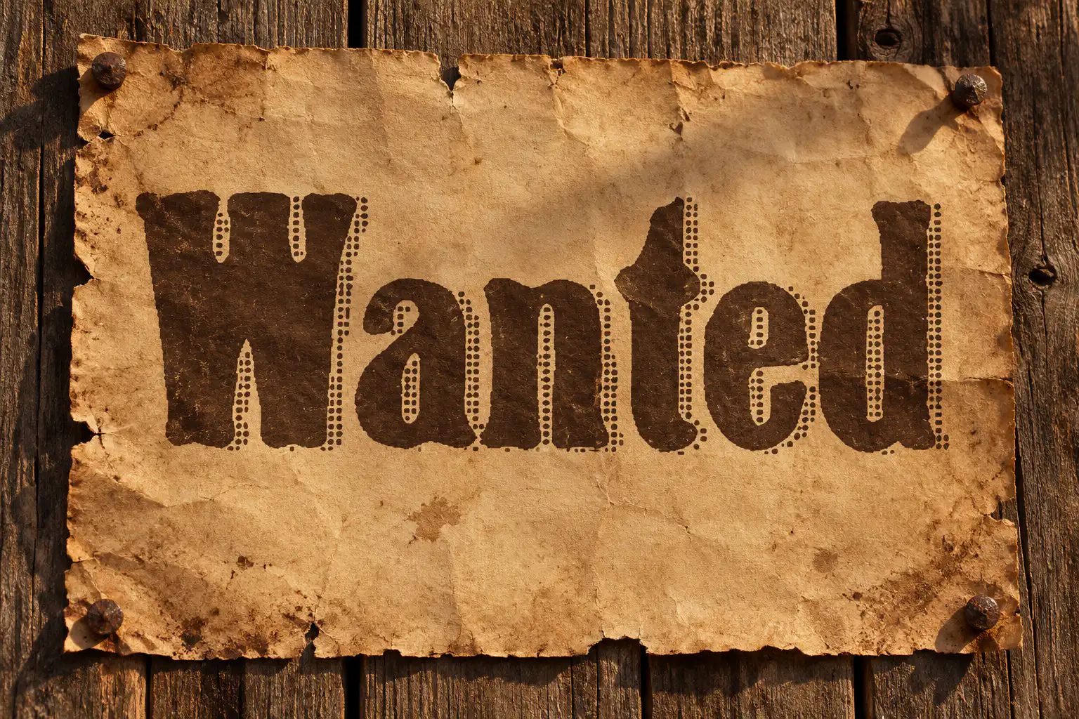 Johnny Pistolas font on a wanted poster reading Wanted