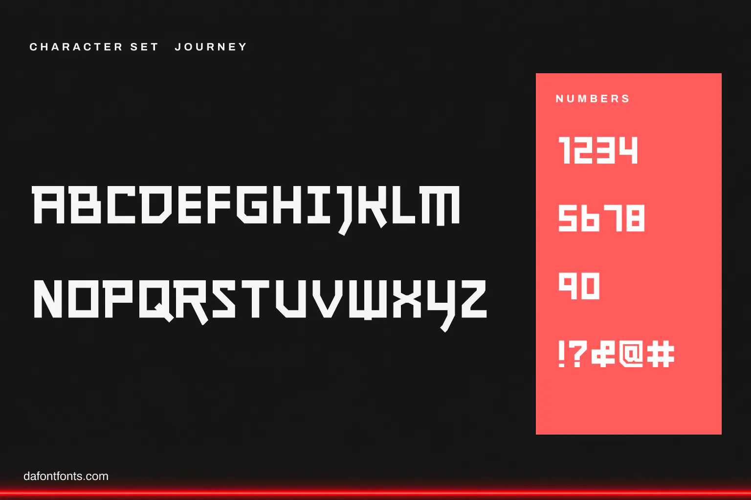 Journey character set: capitals A to Z, numbers and symbols