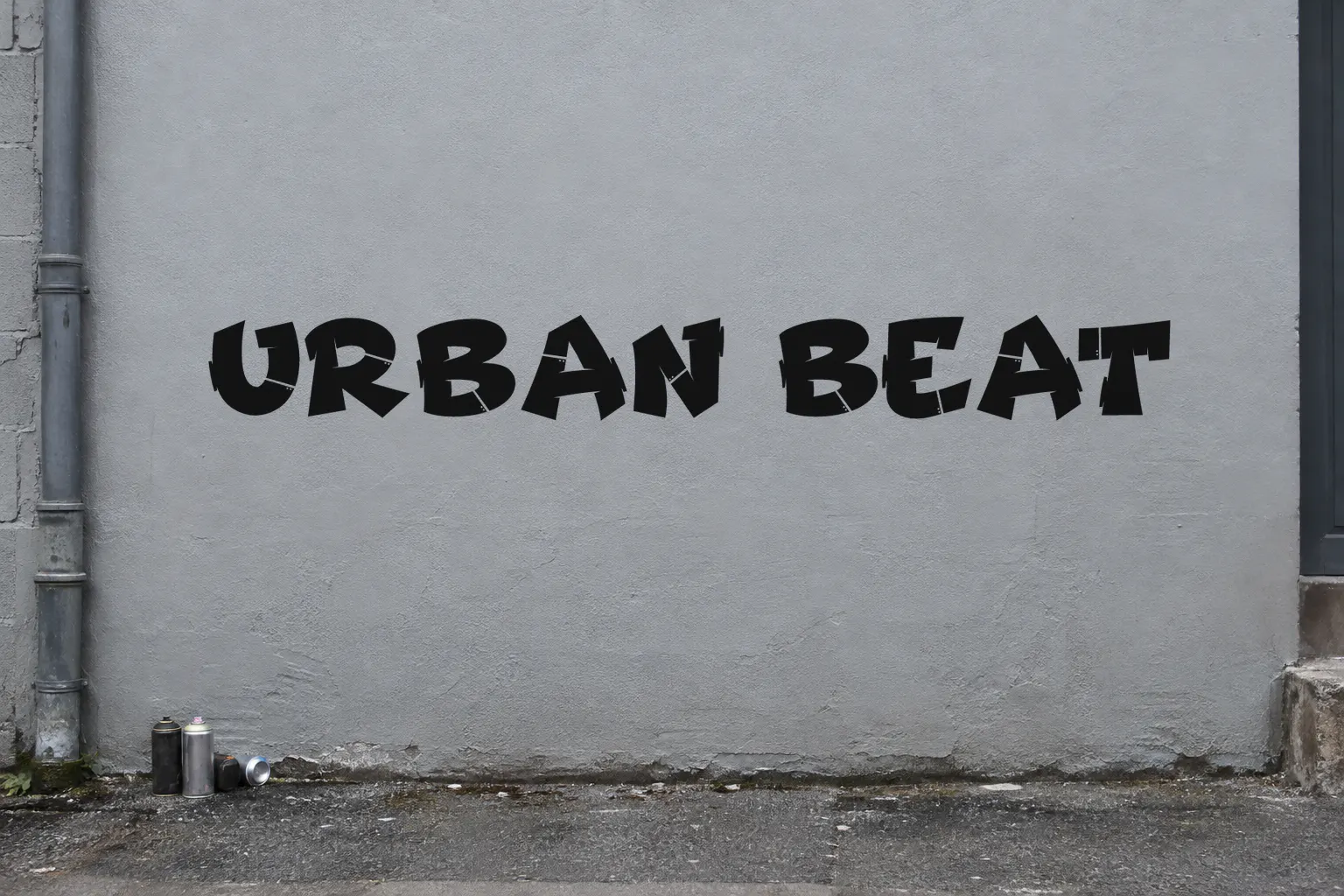 Jraot font on a concrete wall reading URBAN BEAT