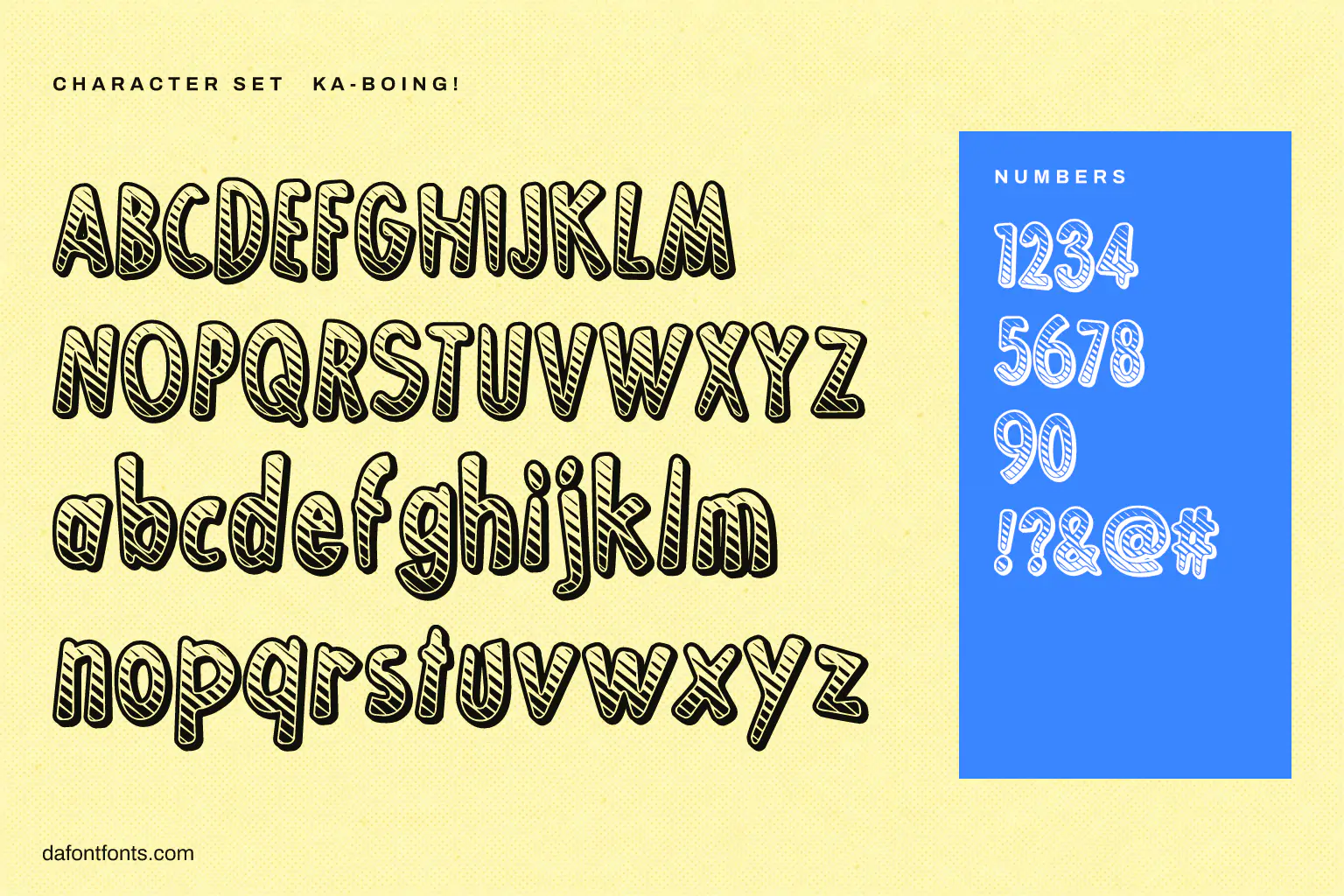 Ka-Boing! character set: alphabet, numbers and symbols