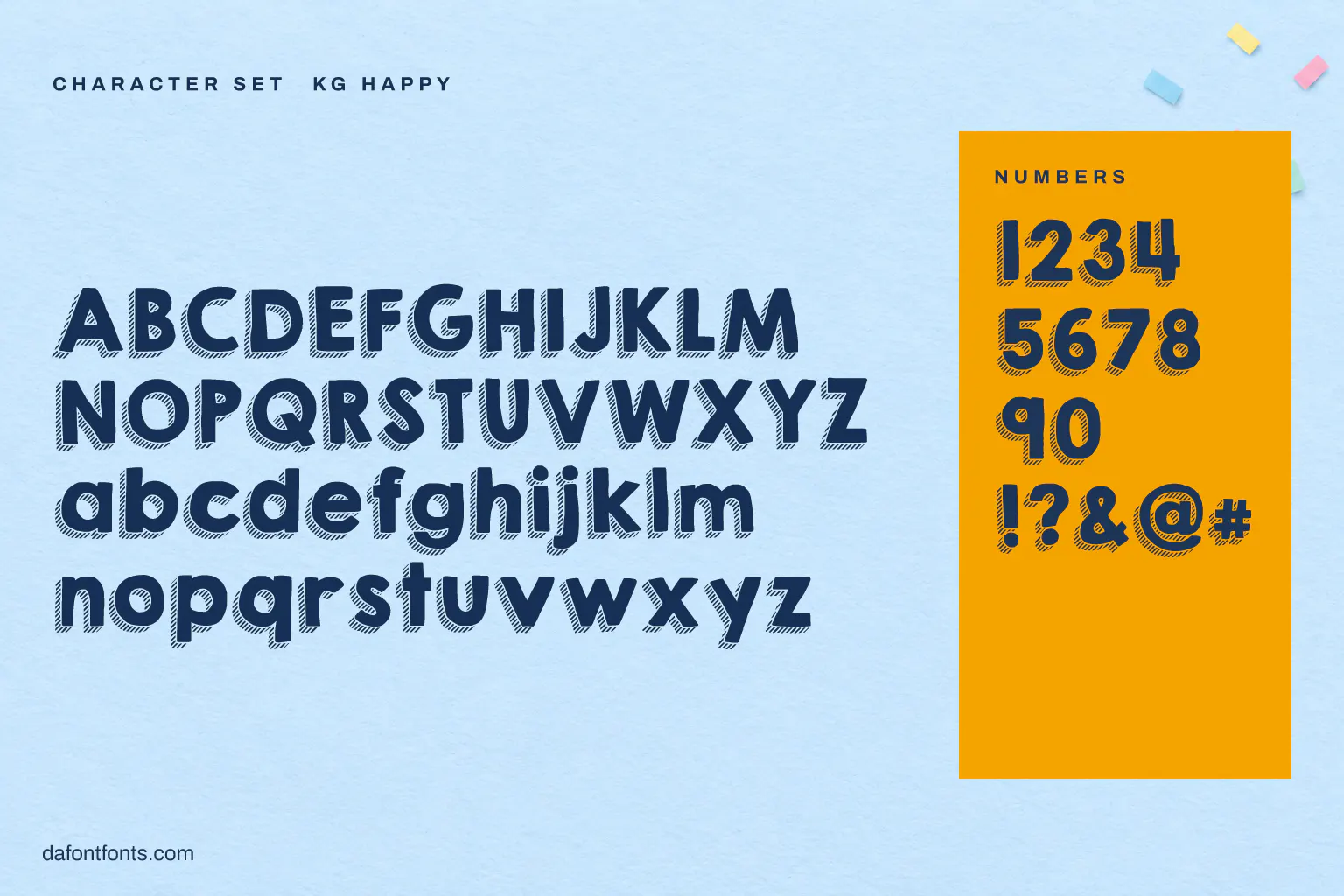KG Happy character set: alphabet, numbers and symbols