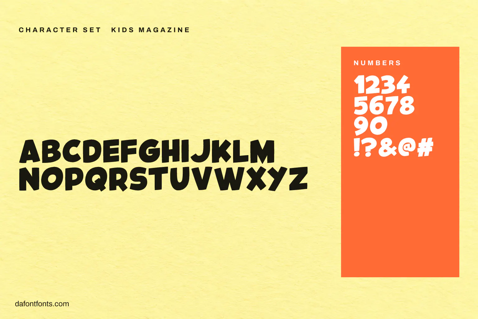 Kids Magazine character set: capitals, numbers and symbols
