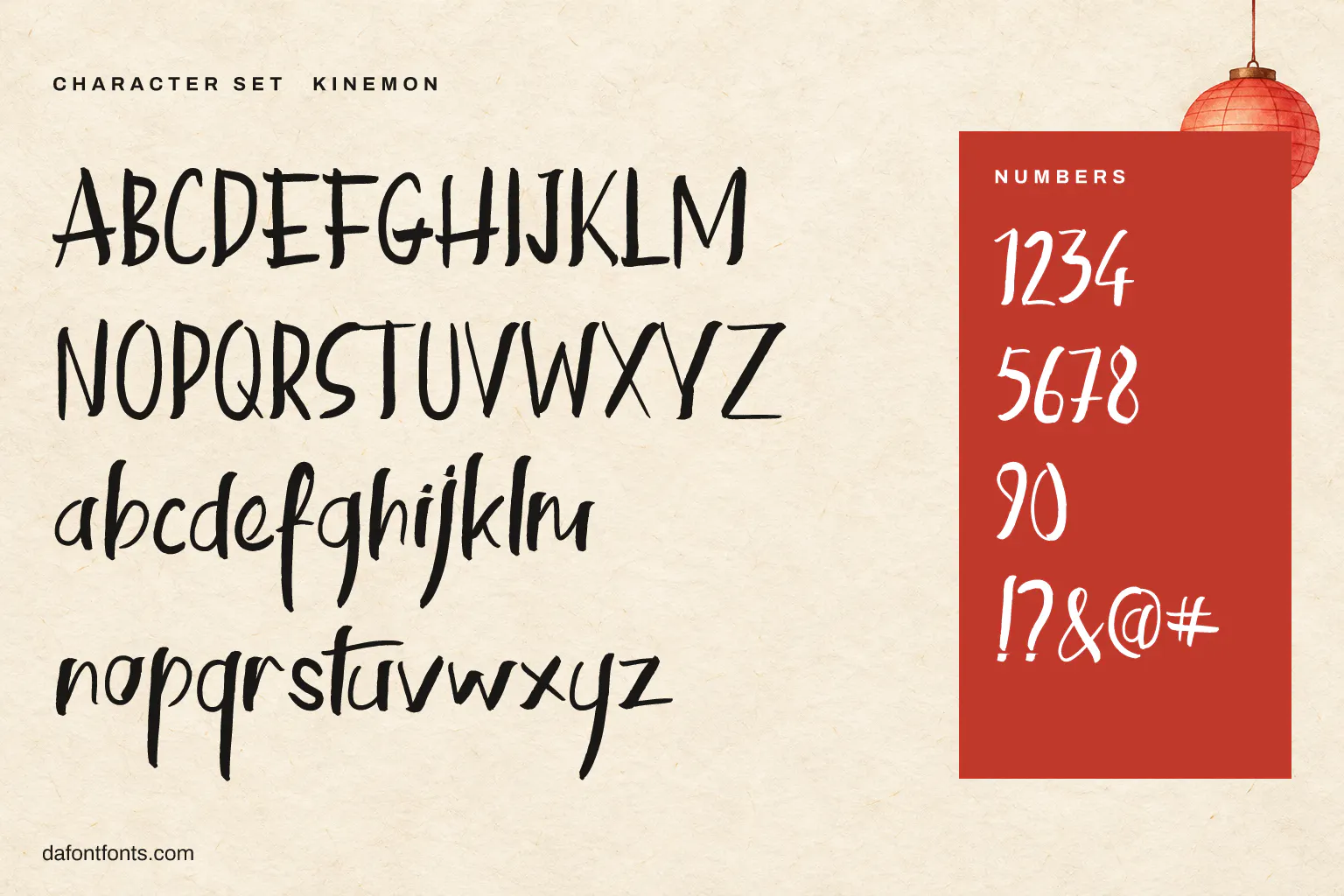 Kinemon character set: alphabet, numbers and symbols