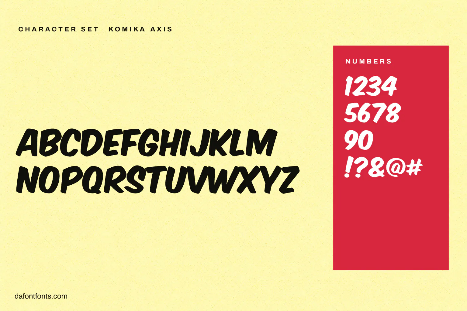 Komika Axis character set: capitals, numbers and symbols