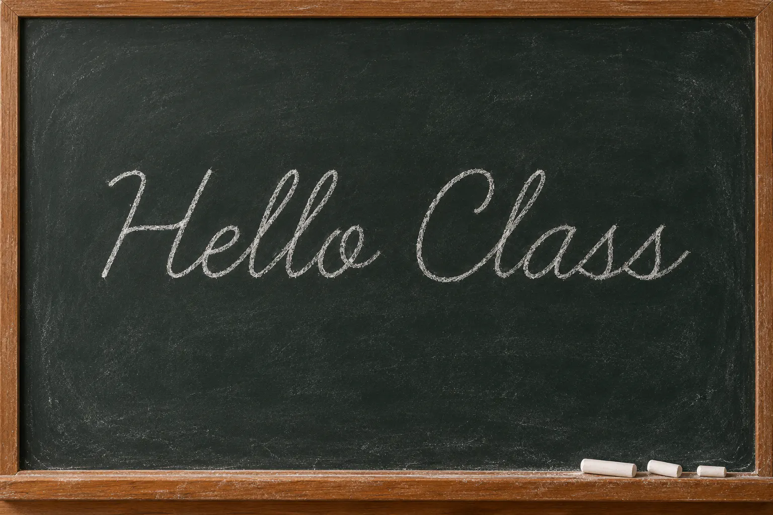 Learning Curve font on a chalkboard reading Hello Class