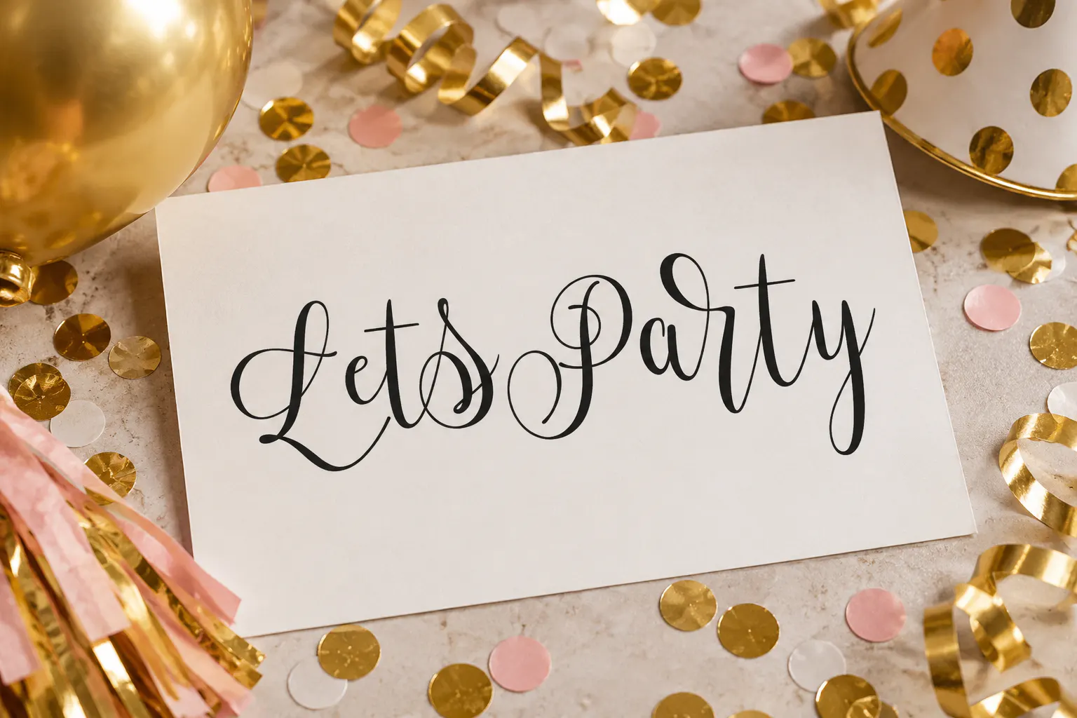 Lets Get Crazy font on a party invitation reading Lets Party