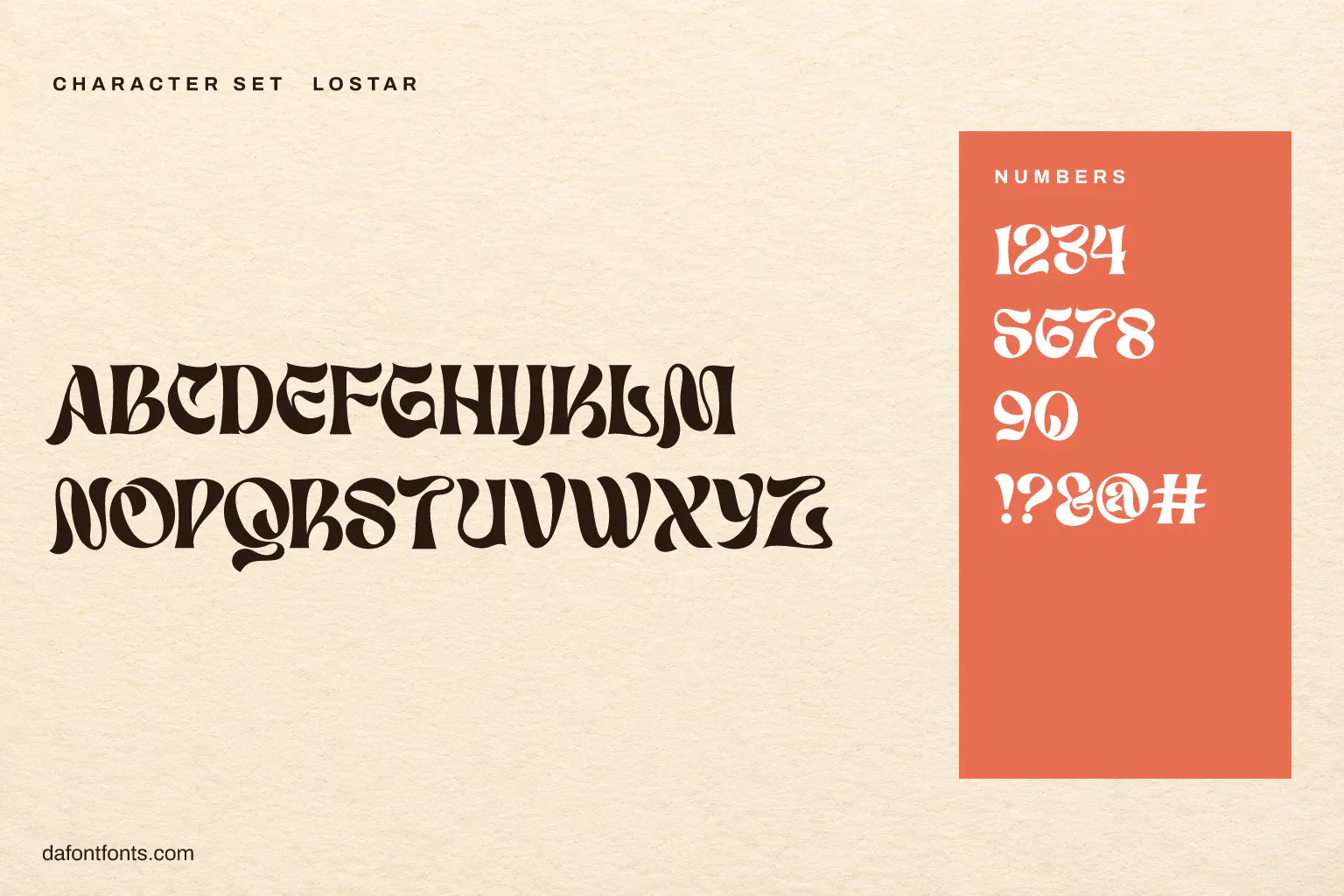Lostar character set: capitals, numbers and symbols