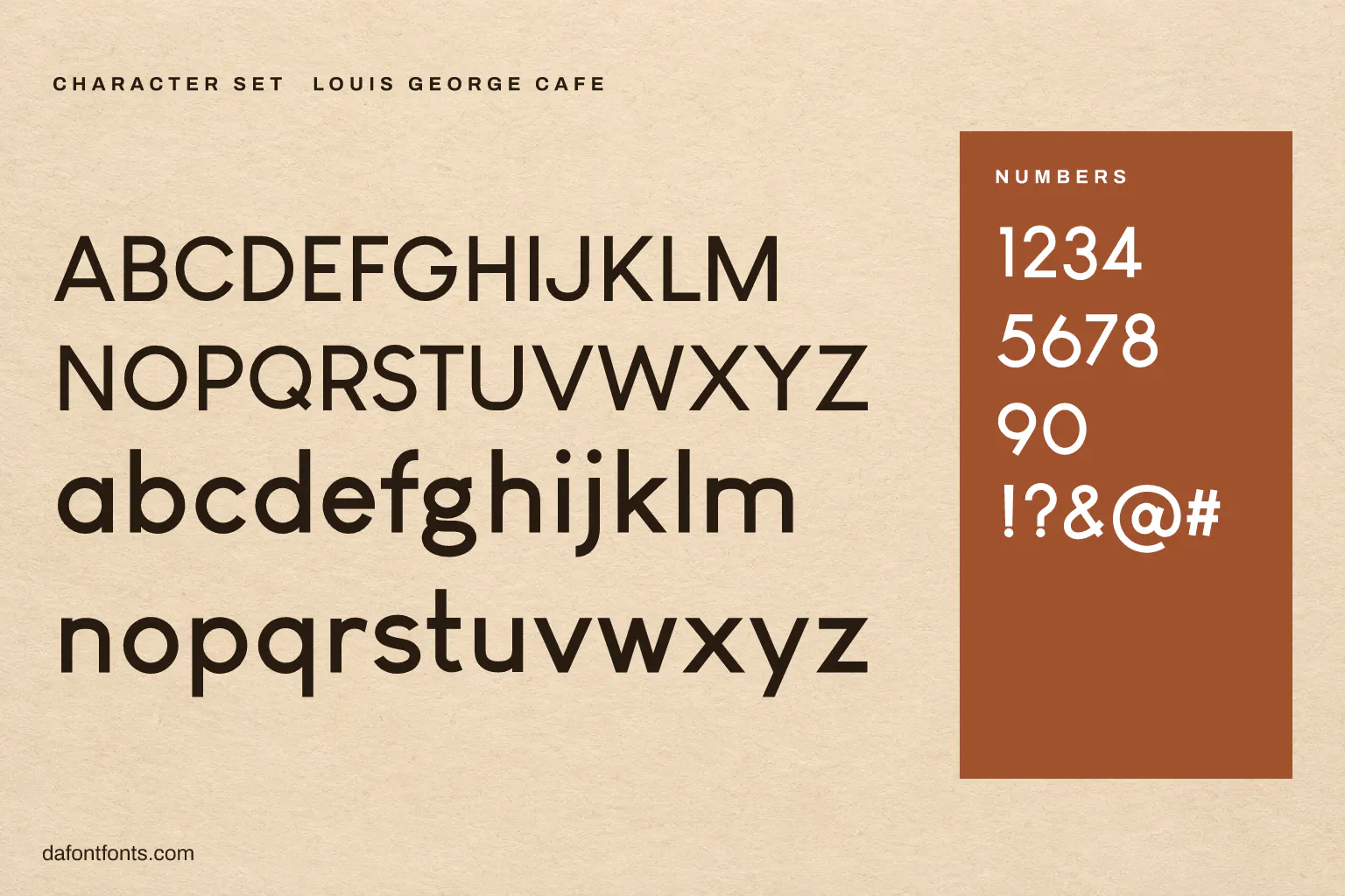 Louis George Cafe character set: alphabet, numbers and symbols