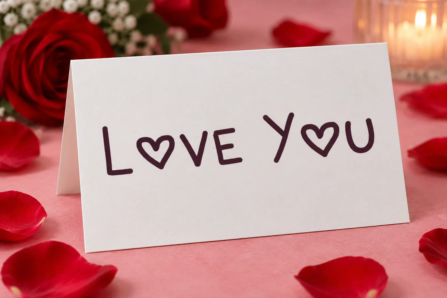 Love font on a greeting card reading Love You