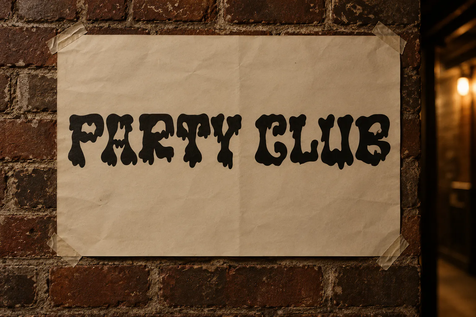 LSD Party Club font on a gig poster reading PARTY CLUB