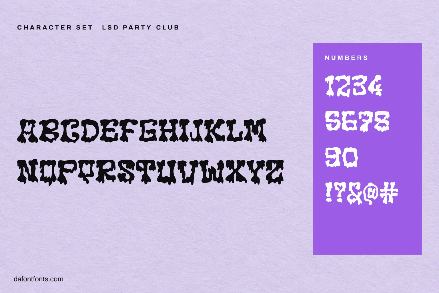 LSD Party Club character set: capitals, numbers and symbols