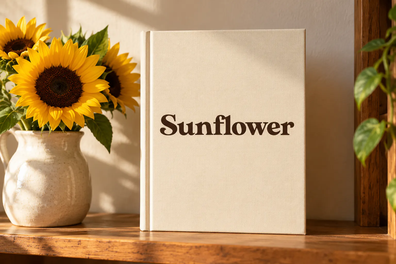 MADE Sunflower font on a hardcover book reading Sunflower