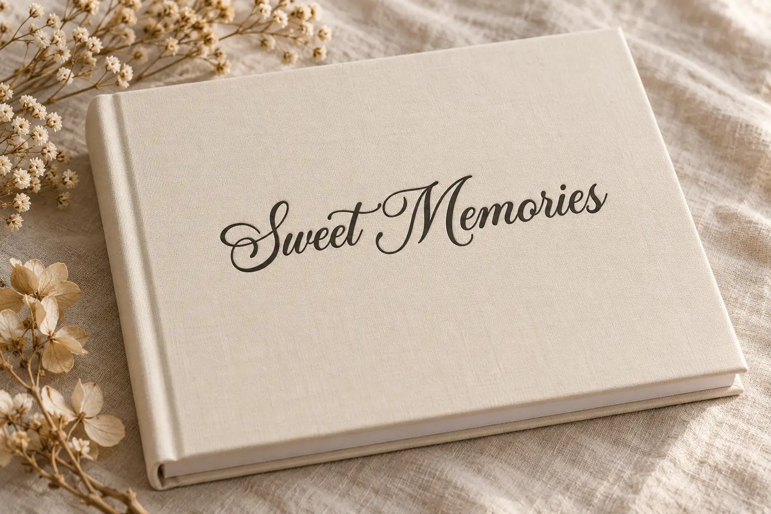 Madina font on a photo album cover reading Sweet Memories