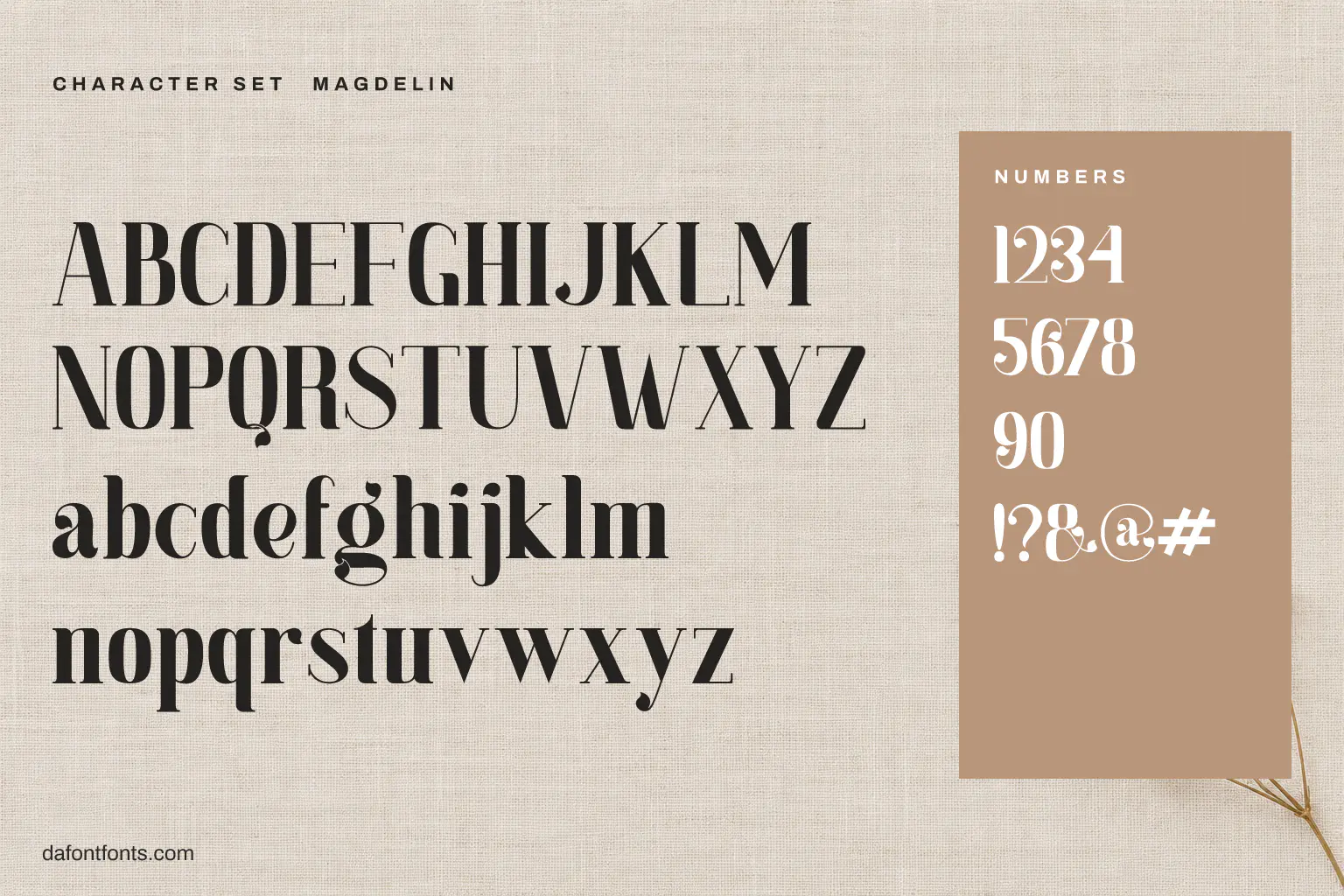 Magdelin character set: alphabet, numbers and symbols