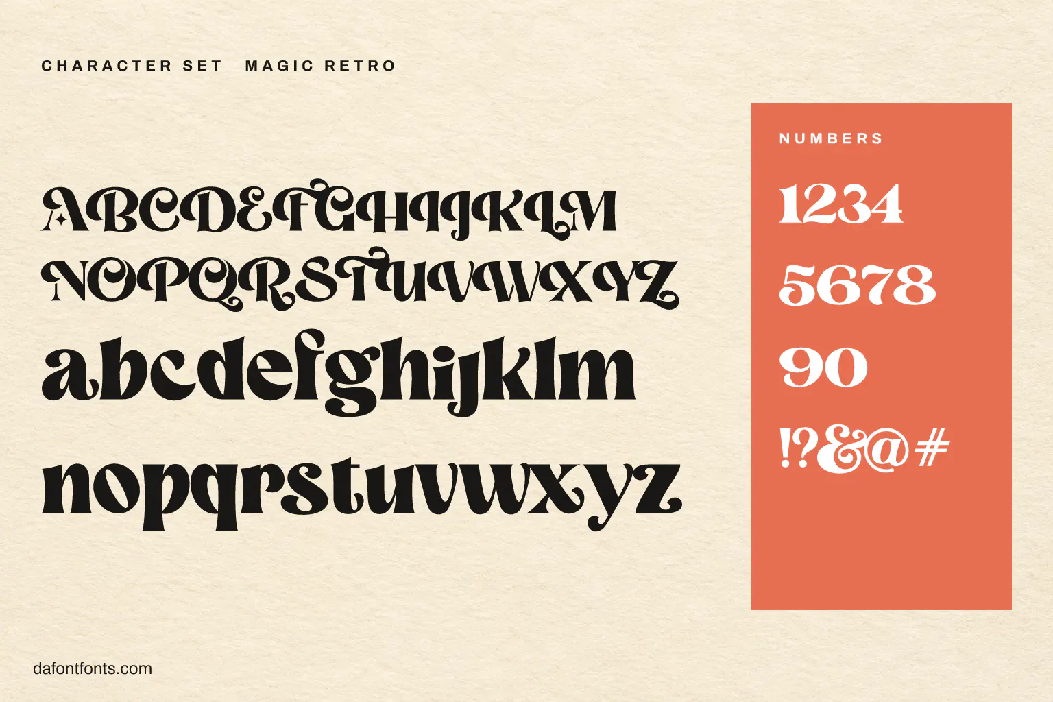 Magic Retro character set: alphabet, numbers and symbols