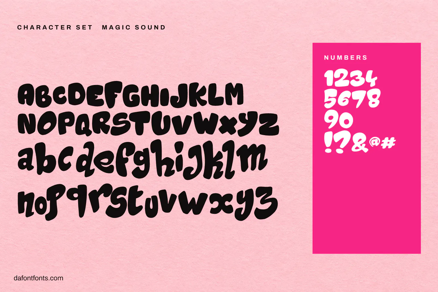 Magic Sound character set: alphabet, numbers and symbols