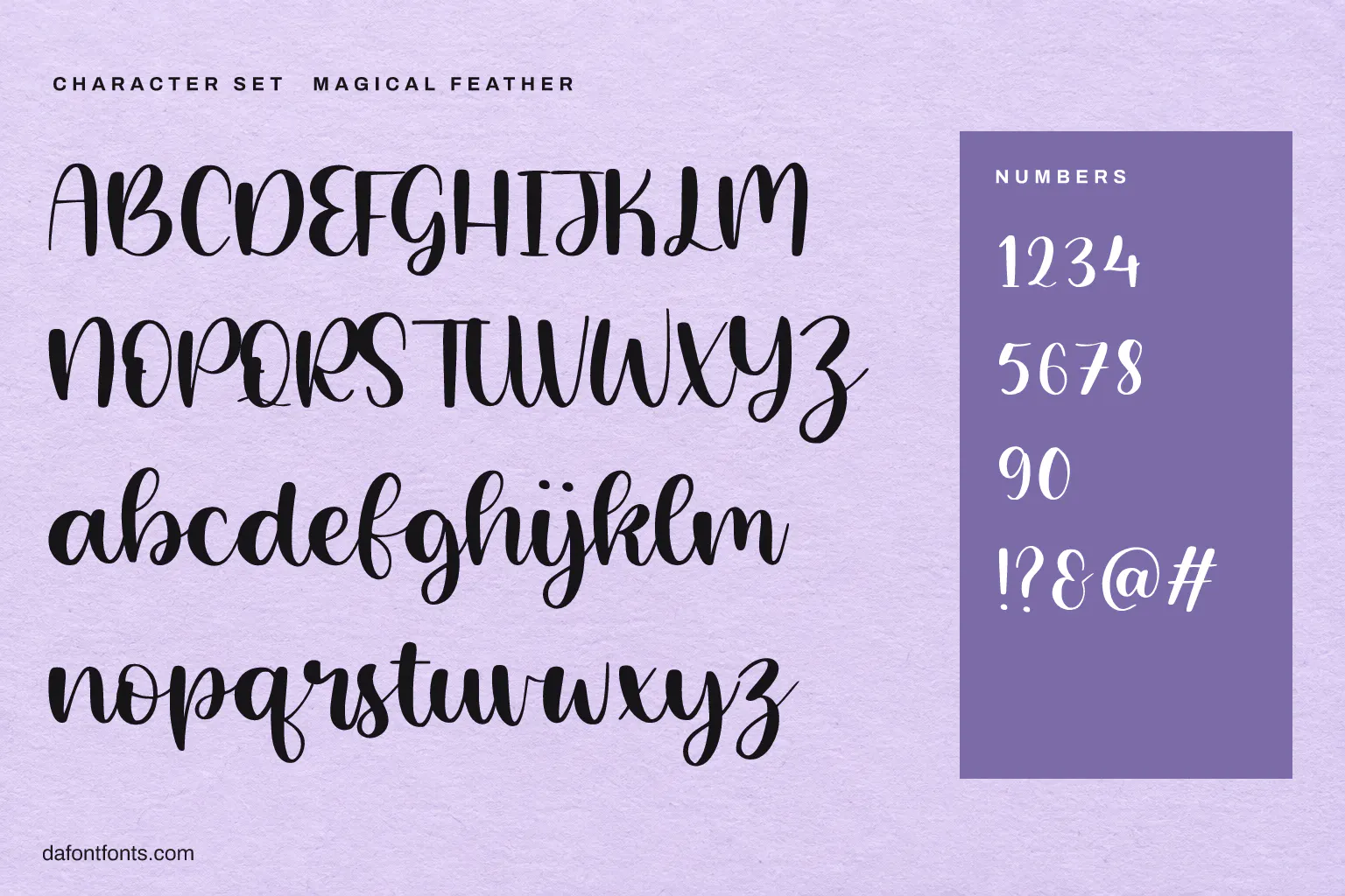 Magical Feather character set: alphabet, numbers and symbols