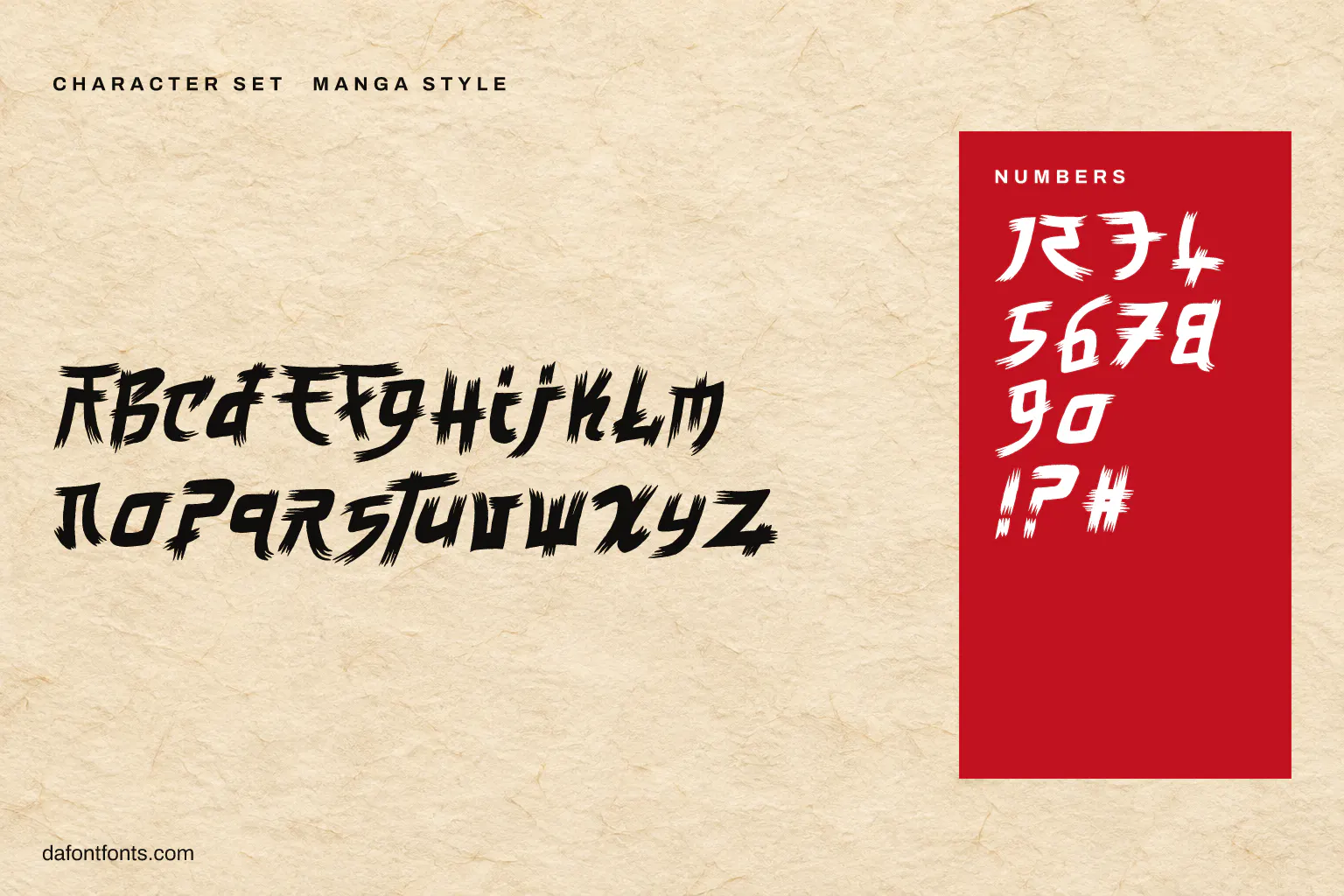 Manga Style character set: capitals, numbers and ! ? #