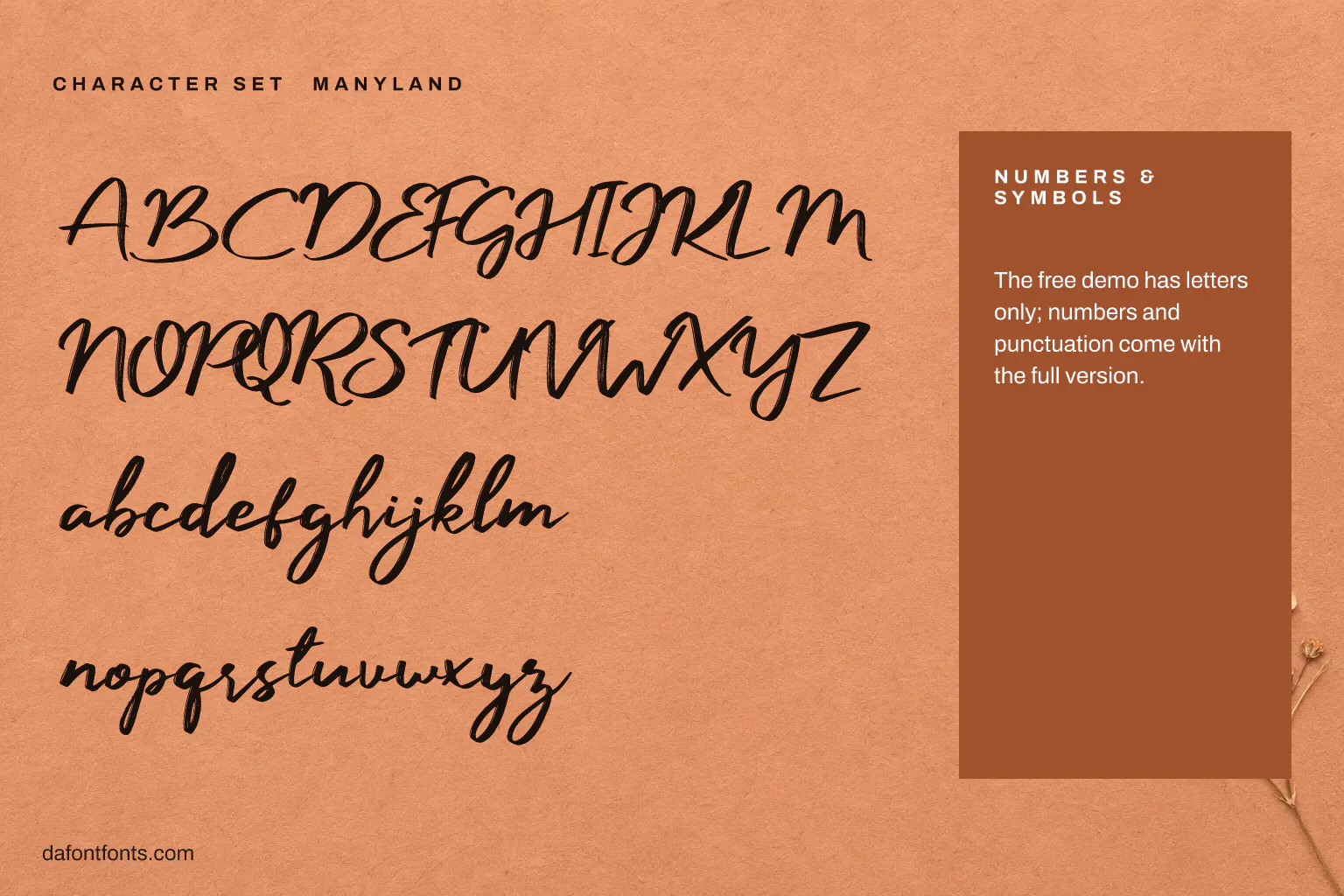Manyland character set: capitals and lowercase (the demo has no numbers or symbols)