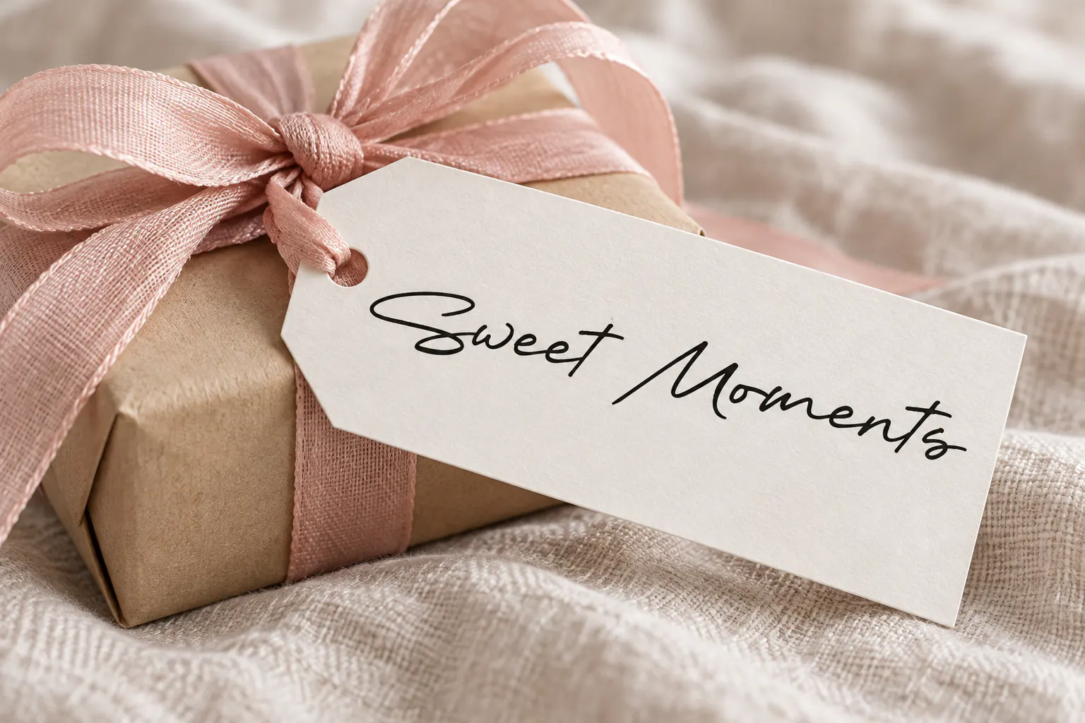 Mayonice font on a gift tag reading Sweet Moments