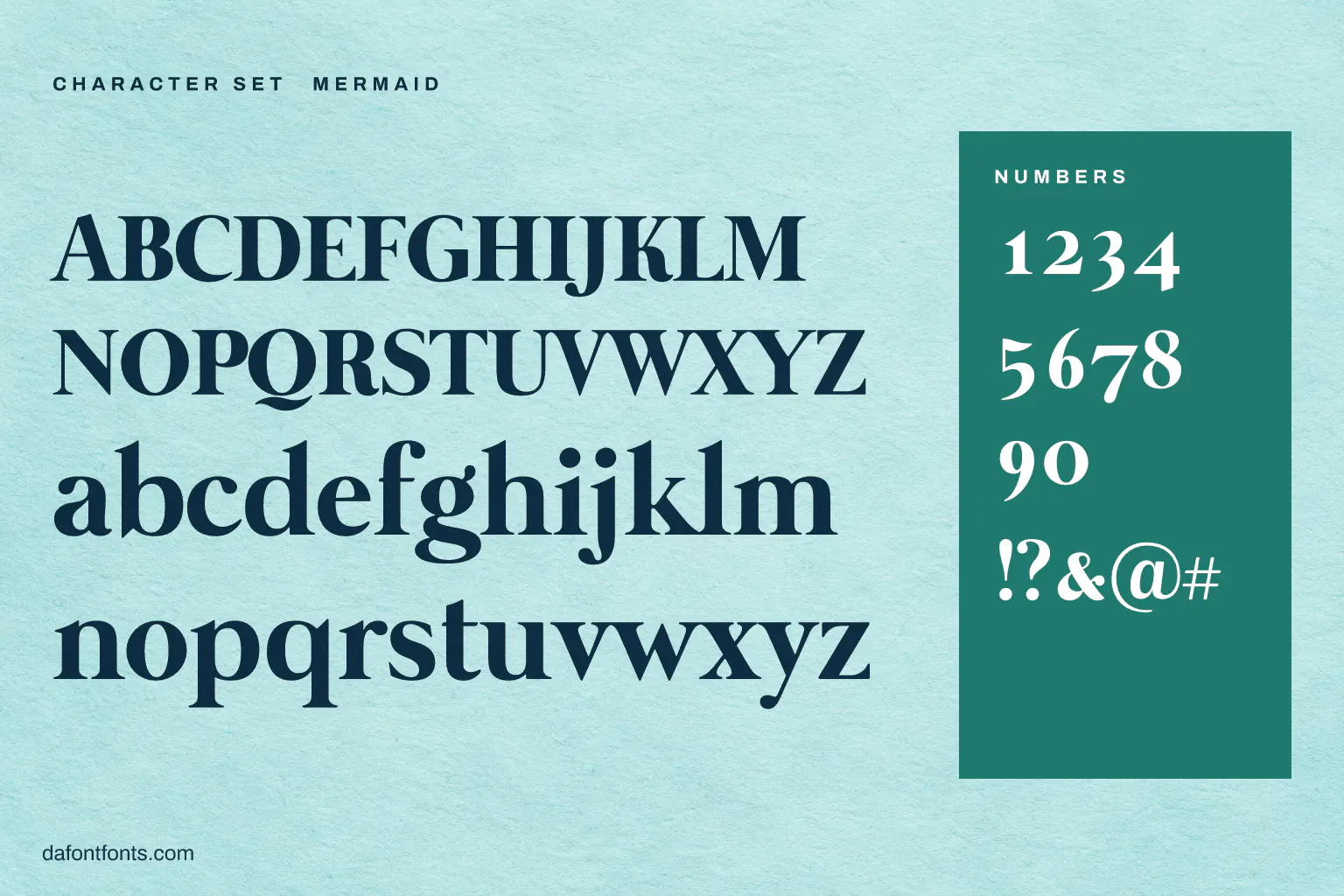 Mermaid character set: alphabet, numbers and symbols