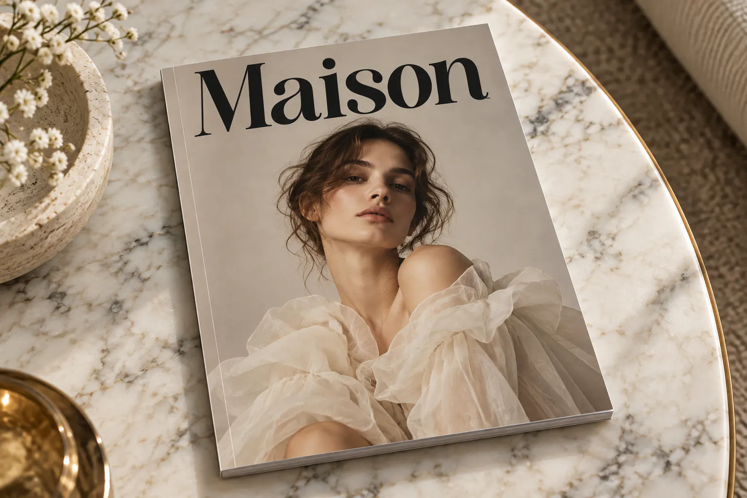 Milesdane font on a magazine cover reading Maison