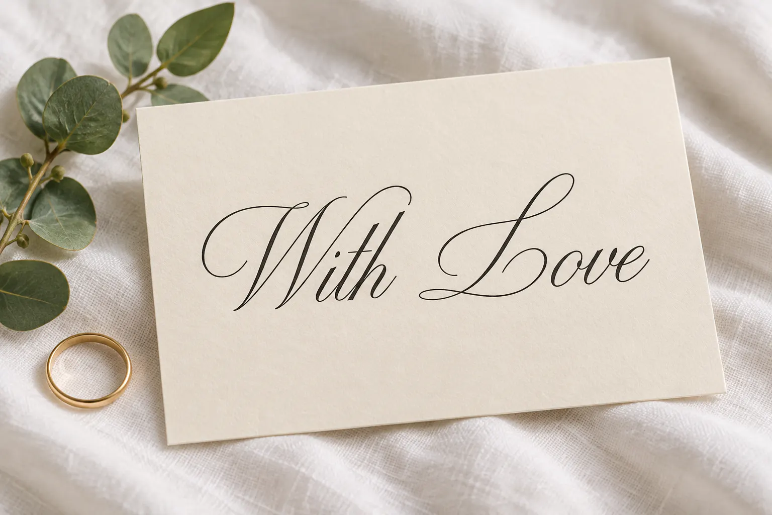 Milton One font on a wedding invitation reading With Love