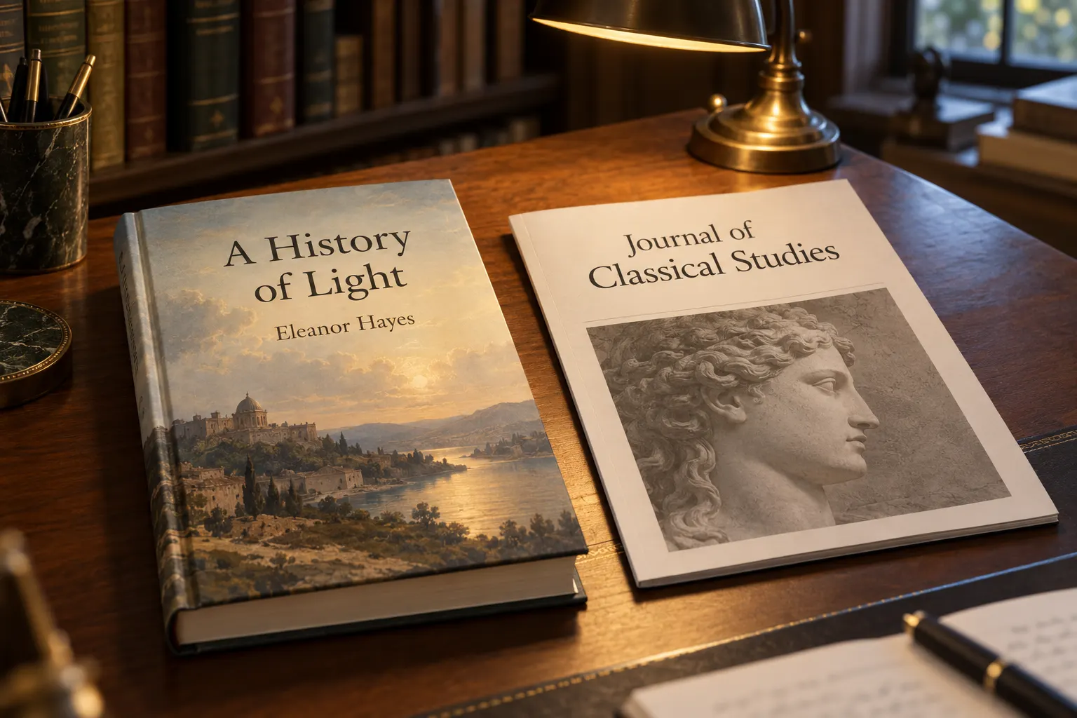 Minion Pro style serif on a university press book cover and an academic journal