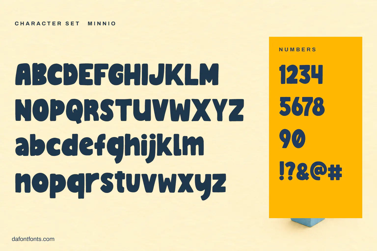 Minnio character set: alphabet, numbers and symbols
