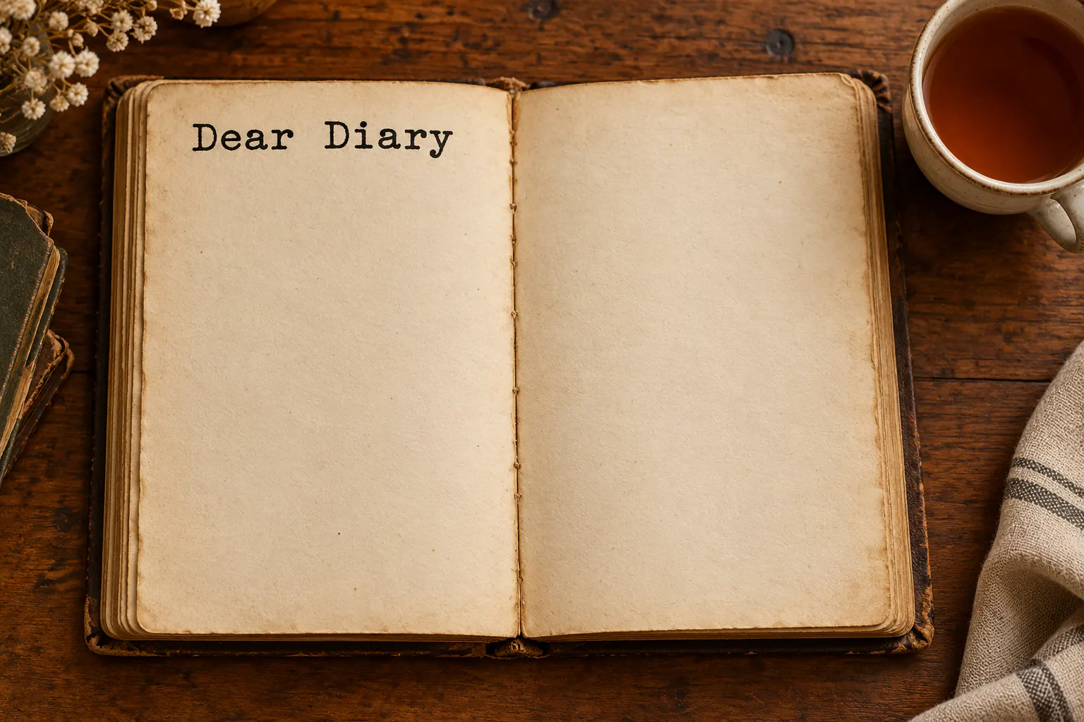 Mom's Typewriter font on a diary page typed Dear Diary