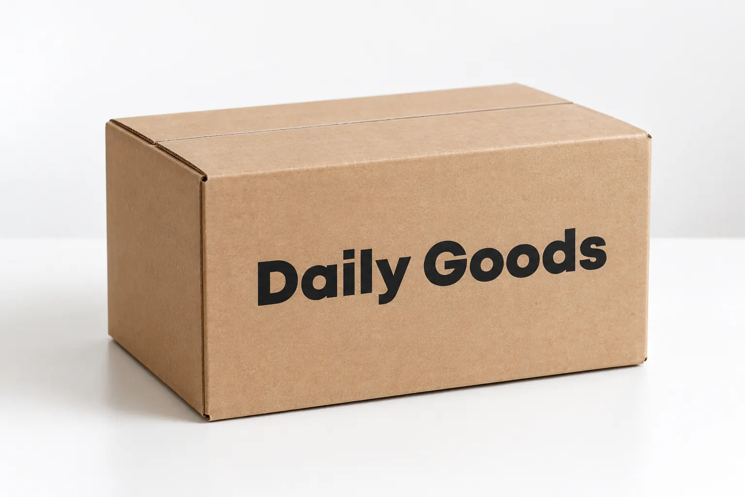 Mont font on a cardboard box reading Daily Goods