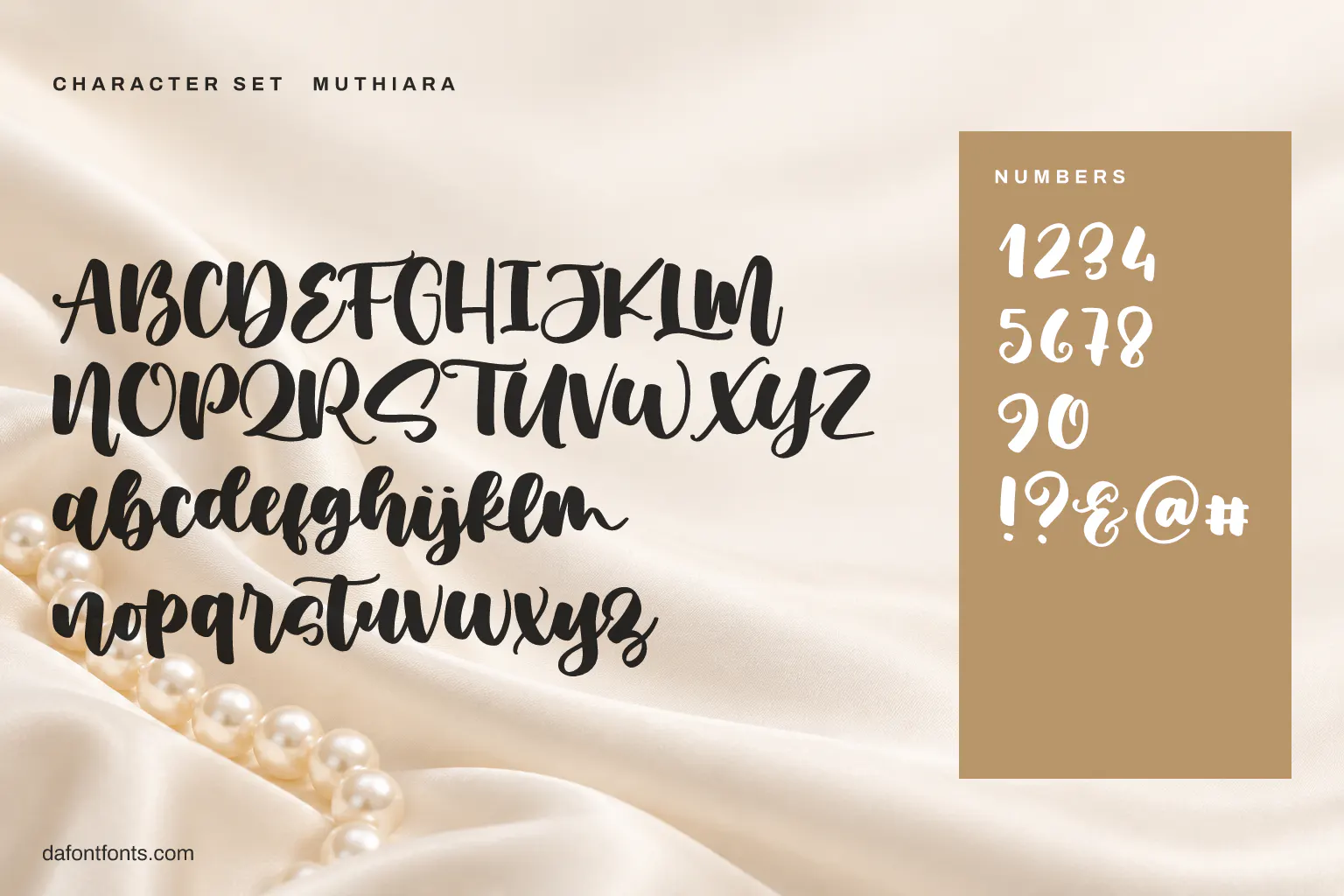 Muthiara character set: alphabet, numbers and symbols