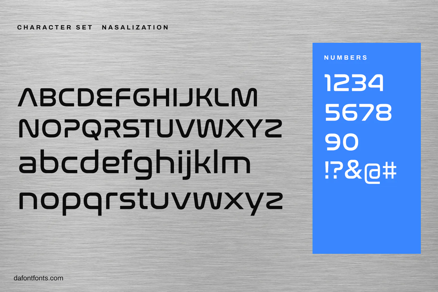 Nasalization character set: alphabet, numbers and symbols