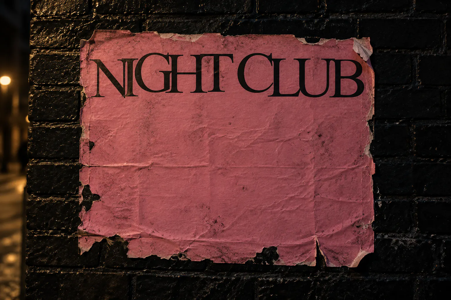 New Romantics font on a punk gig poster reading NIGHT CLUB