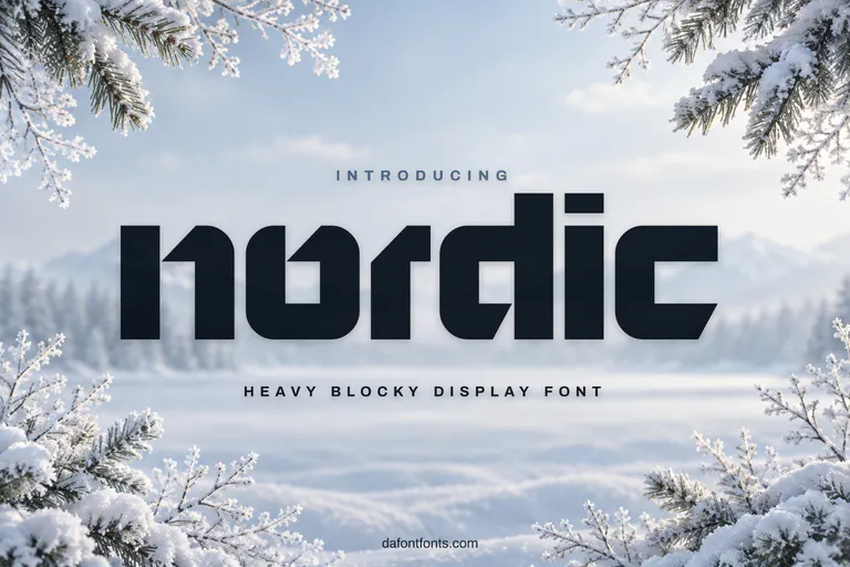 Nordic font poster: heavy black letters on an icy grey-blue background
