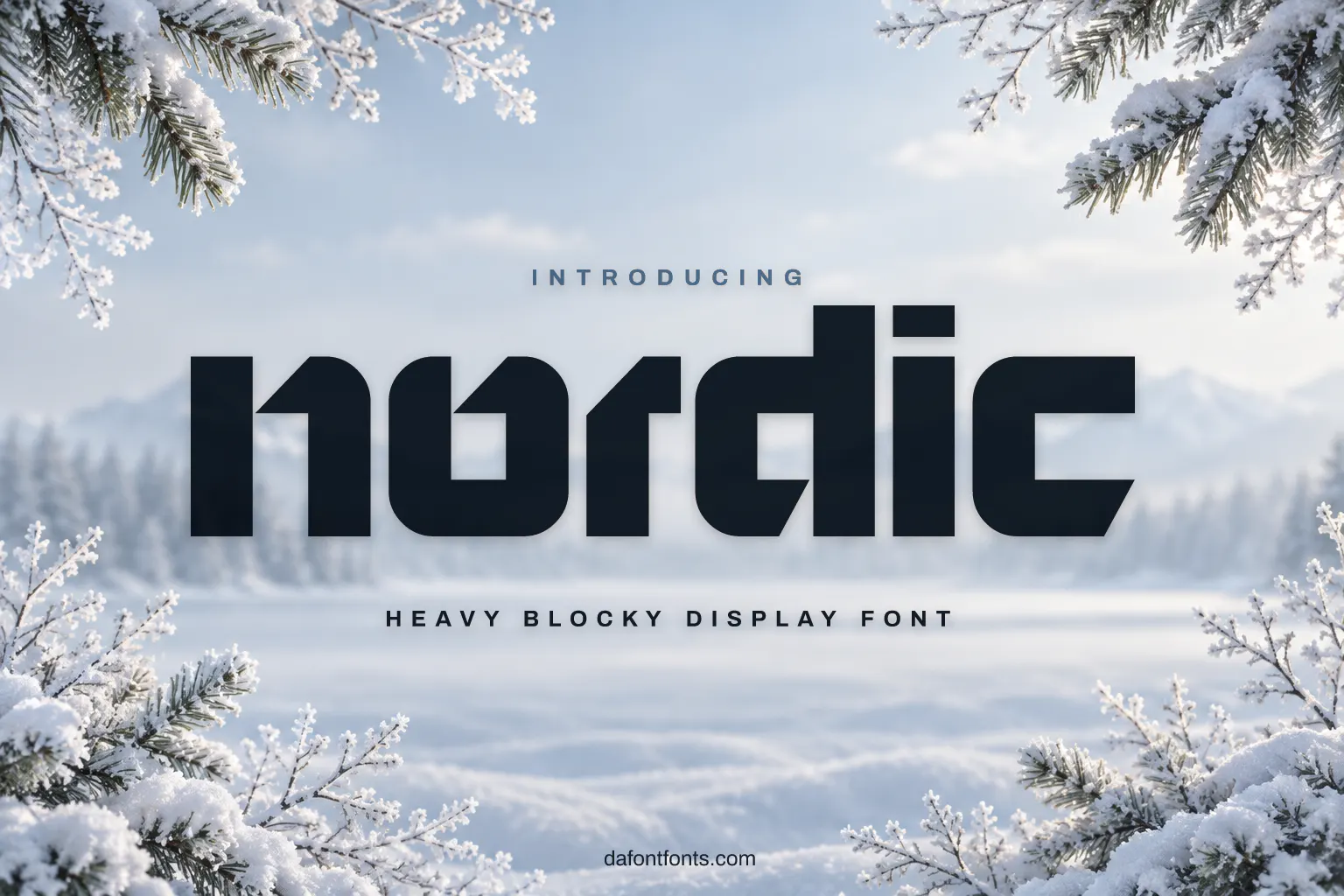 Nordic font poster: heavy black letters on an icy grey-blue background
